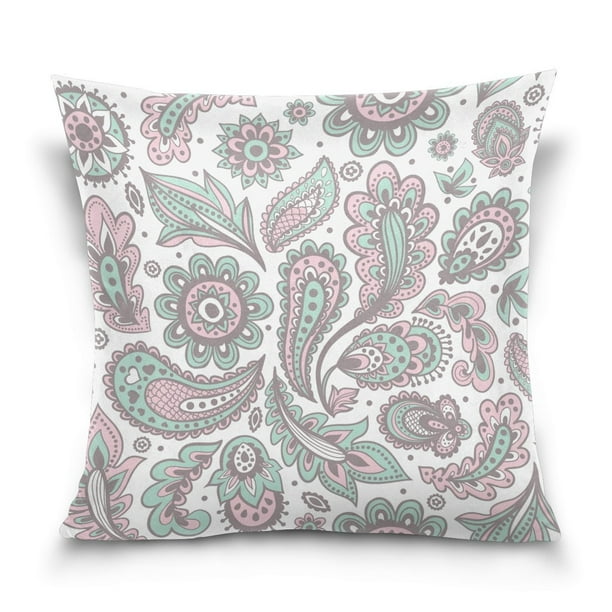 POPCreation Pink Paisley Throw Pillow Case Vintage Cushion