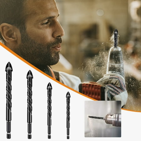 

Virmaxy Sales Cross Four Blade Drill Bit Ceramic Tile Hexagonal Handle Brick Wall Cement Ceramic Perforated Drill Black