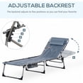thumbnail image 4 of Outsunny Outdoor Lounge Chair, Folding Chaise Lounge, Patio Padded Tanning Chair with 5-position Adjustable Backrest, Pillow and Pocket for Deck, Beach, Lawn and Sunbathing, Grey, 4 of 9