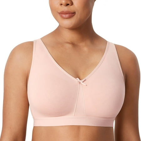 DELIMIRA Women s Wireless Plus Size Bra Cotton Support Comfort Unlined Sleep Bralette