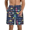 thumbnail image 2 of Uemuo Sea Inhabitans and Herb Pattern Men's Swim Trunks Hawaiian Beach Bathing Suit Swimsuits Beach Quick-Dry Shorts with Pockets-XX-Large, 2 of 9