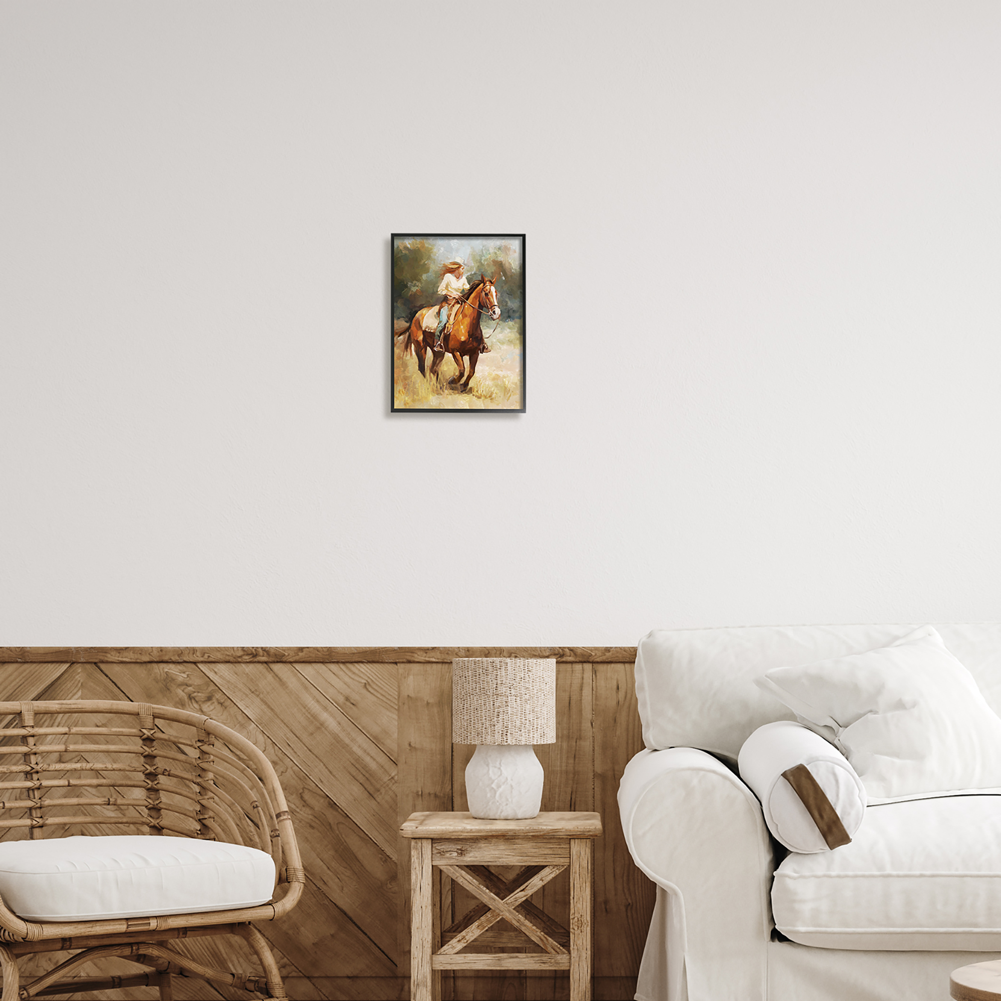 Stupell Industries Galloping Cowgirl Scenery Animals & Insects Painting Black Framed Art Print Wall Art, 11 x 14