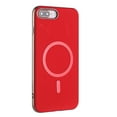 thumbnail image 4 of for iPhone 8 Plus / iPhone 7 Plus Strong Magnetic Case Compatible with Mag-Safe, Luxury Elegant PU Leather TPU Bumper Shockproof Protective Slim Magnetic Phone Cover, Red, 4 of 6