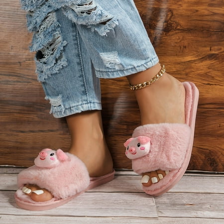 

Gubotare winter slippers for Men Men Slippers Memory Foam Shearling Slipper Water Resistant Warm and Fluffy Indoor Outdoor House Shoes Pink 7
