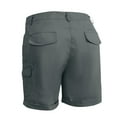 thumbnail image 5 of Cargo Shorts Women Elastic Mid Rise Outdoor Hiking Athletic Button Denim Knee Bermuda Plus Size Casual Lady Clothes W/Pockets Dark Gray S 8" inseam, 5 of 8
