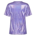 thumbnail image 4 of Alvivi Women's Short Sleeve Glitter Metallic T Shirt Tank Tops Holographic Rave Party Blouse Purple XL, 4 of 7