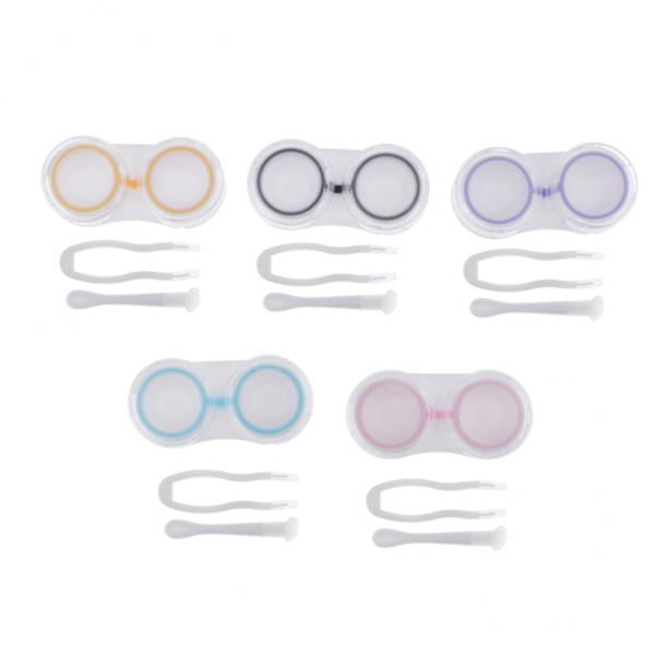 Xuanheng 2x5 Pcs Étui Portable Coloré pour Trempage de Lentilles de Contact, Contenant Support Boîte de Rangement 2 Pcs