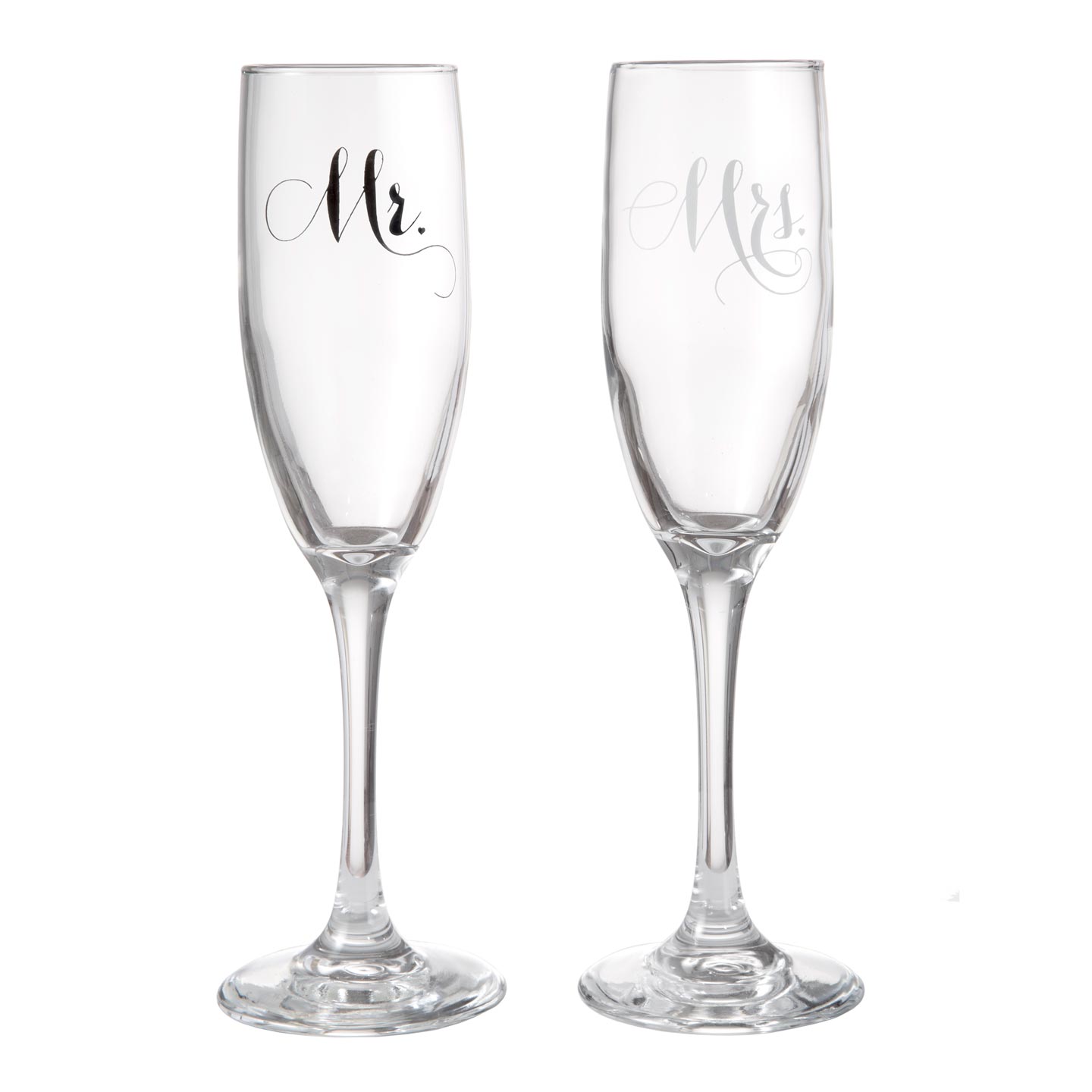 Elegant Script Mr. & Mrs. Wedding Flutes Set