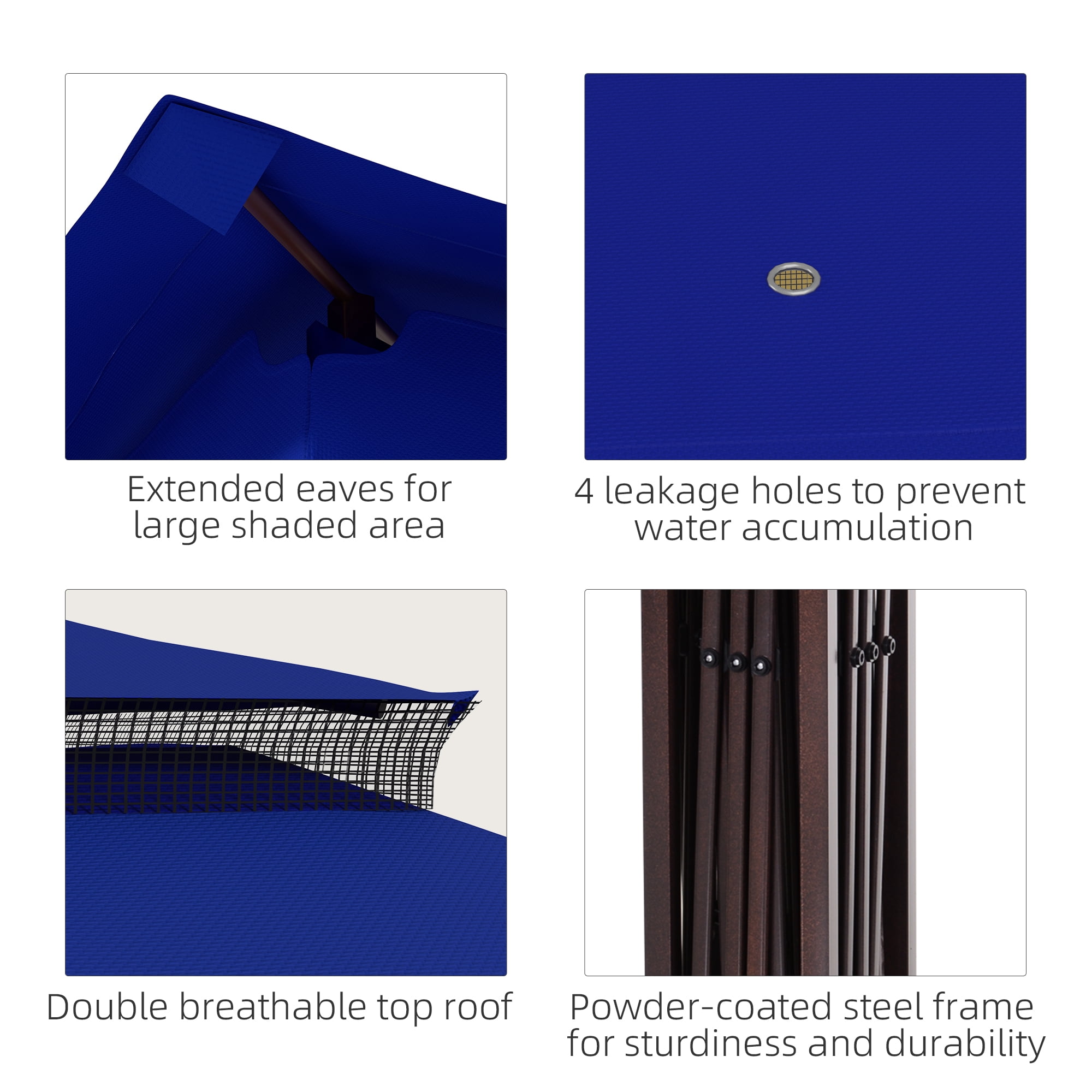 Outsunny 10.7' x 10.7' Pop Up Gazebo Outdoor Canopy Shelter with 2-Tier Soft Top & Removable Zipper Netting, Event Tent with Large Shade, Blue