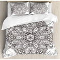 thumbnail image 3 of Mandala Duvet Cover Set Twin Size, Asian Psychedelic Circular Element Artistic Lotus Ethnic Eastern Culture Theme, Decorative 2 Piece Bedding Set with 1 Pillow Sham, Black White, by Ambesonne, 3 of 3