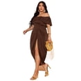 thumbnail image 5 of Plus Size Elegant Draped Midi Dress for Women, Formal Cocktail Dress for Wedding & Special Occasions Women’s Plus Size Draped Midi Dress, Elegant Formal Dress for Wedding Guest, Bridesmaid, 5 of 10