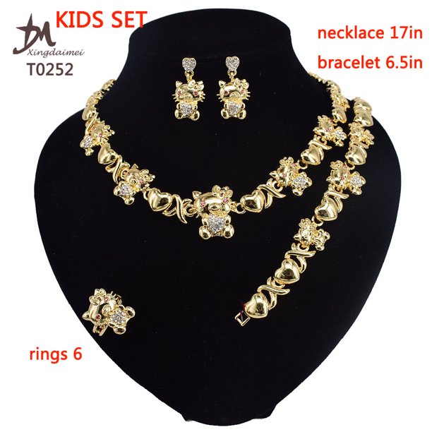 T0252 último diseño, regalo de Navidad, linda chica, Hello Kitty, conjunto de joyas para niños