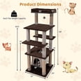 thumbnail image 3 of Costway Large Multi-level Cat Tree 58" Tall Cat Tower with Swaying Aerial Condo Perch Bed Brown, 3 of 10