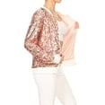 thumbnail image 4 of Veste à Fermeture Éclair devant à Paillettes à Manches Longues pour Femmes, Poignets Côtelés, Hauts d'Extérieur à Manches Longues, 4 of 5