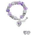 thumbnail image 2 of Delight Jewelry Silvertone Pink & Purple Butterfly Locket Purple Butterfly Bead Charm Bracelet, 7"+1" Extender, 2 of 5