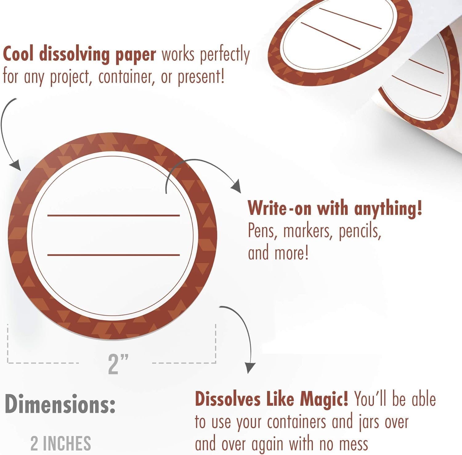 MESS Dissolvable Canning Labels for Jars  200 Chestnut Dissolvable Mason Jar Labels