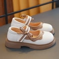 thumbnail image 6 of Miluxas Girls Dress Shoes Fall Winter Girls Cute Bowknot Non Slip Soft Thick Sole Kids Leather Wedding Shoes Beige 9(24), 6 of 6