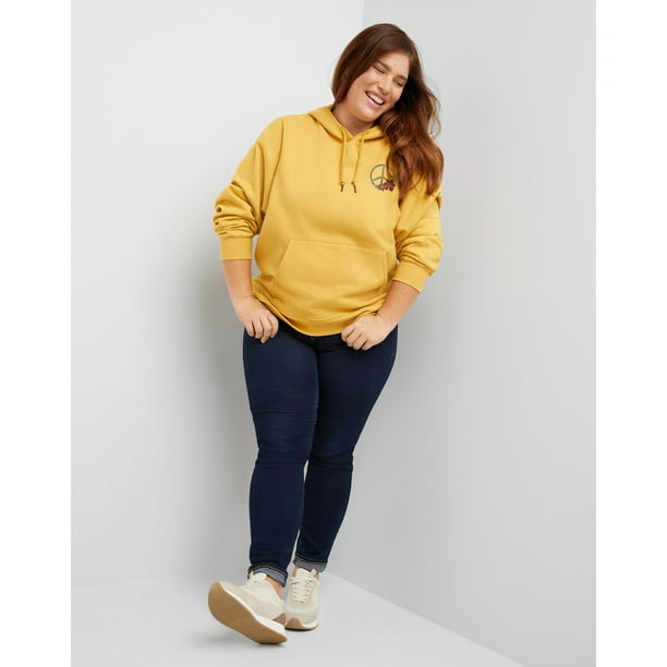 Hanes Originals Women s Fleece Hoodie Stay Groovy Plus Size Bold Hytop Gold 2X Walmart Business Supplies