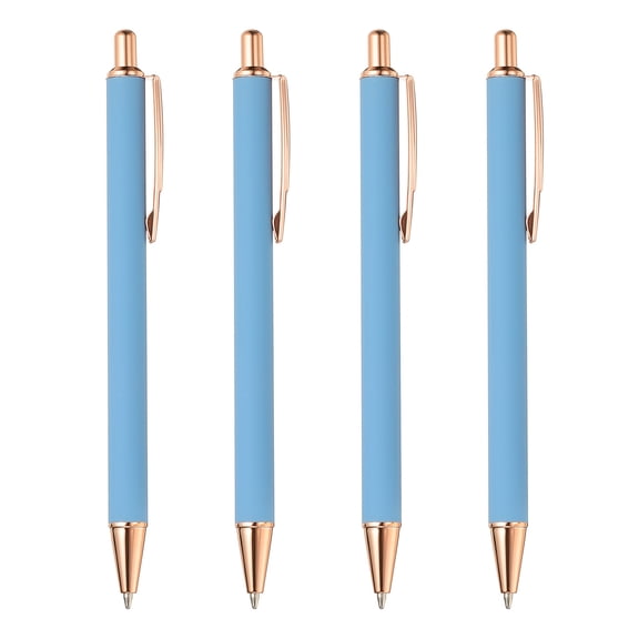 Metal Ballpoint Pen, 4Pcs Retractable Pens Black Ink 1.0mm Point, Blue