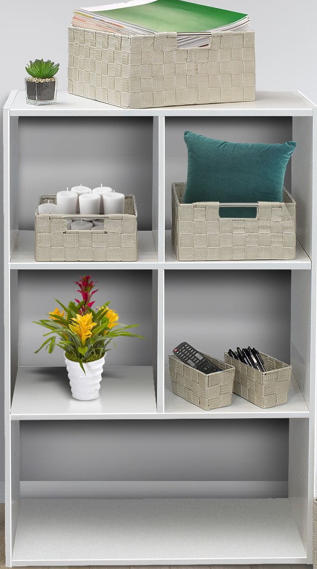 Decorative & Durable Woven Fabric Storage Baskets, Shelf & Closet Organization - Beige