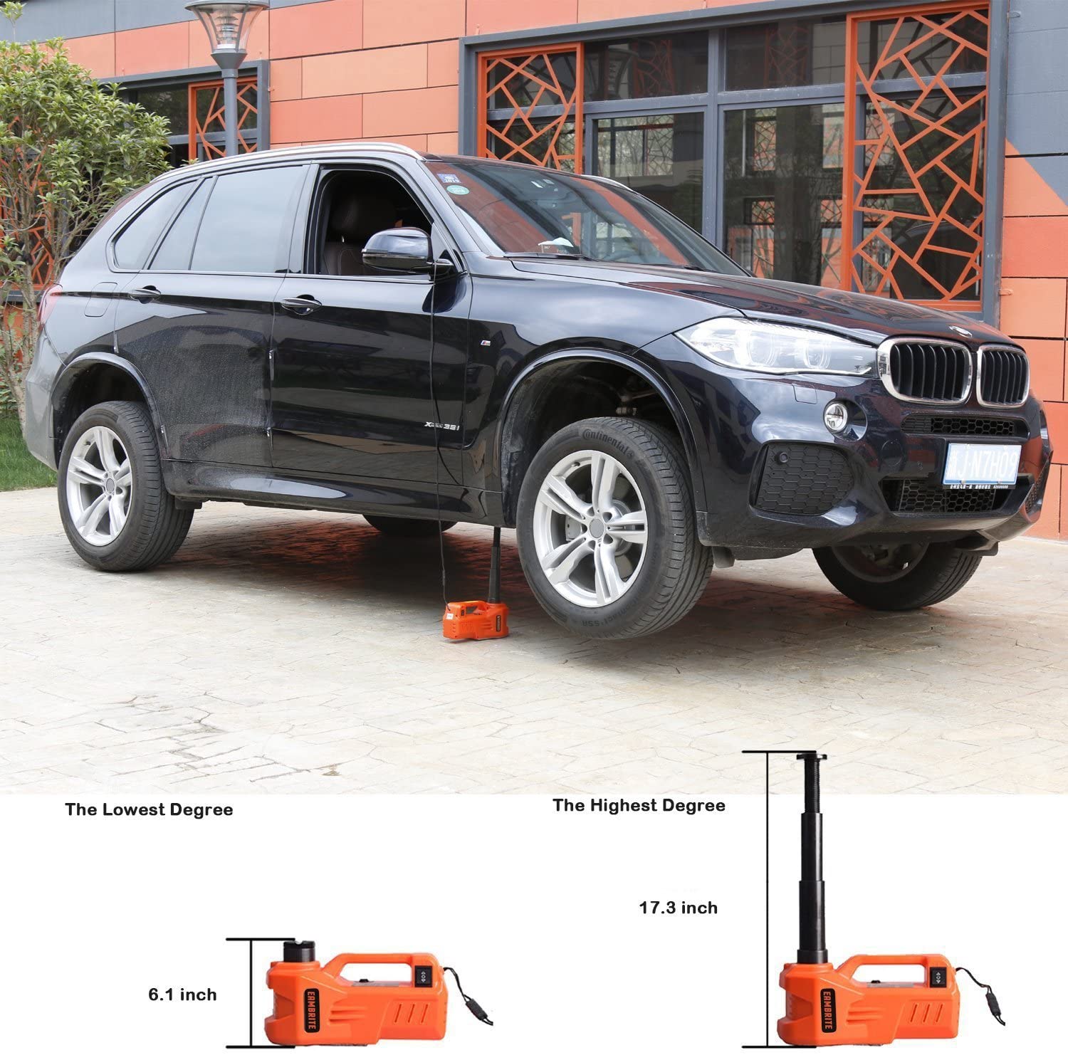 12V DC Ton Electric Hydraulic Car Floor Jack Lift with LED Light for All  Cars (5.3-13.9 inch)
