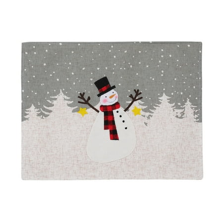 

wirlsweal Christmas Placemats Dark Wood Table Decor Placemats Linen Christmas Table Mat with Santa Claus Snowman Pattern Heat Resistant Table for Festive