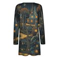 thumbnail image 5 of WFJCJPAF 2024 New Halloween Clearance! Halloween Sweaters for Women Xs,Women's Fashion Casual Printed Long Sleeved Shirt There Are Pockets Cardigan - Black S, 5 of 5