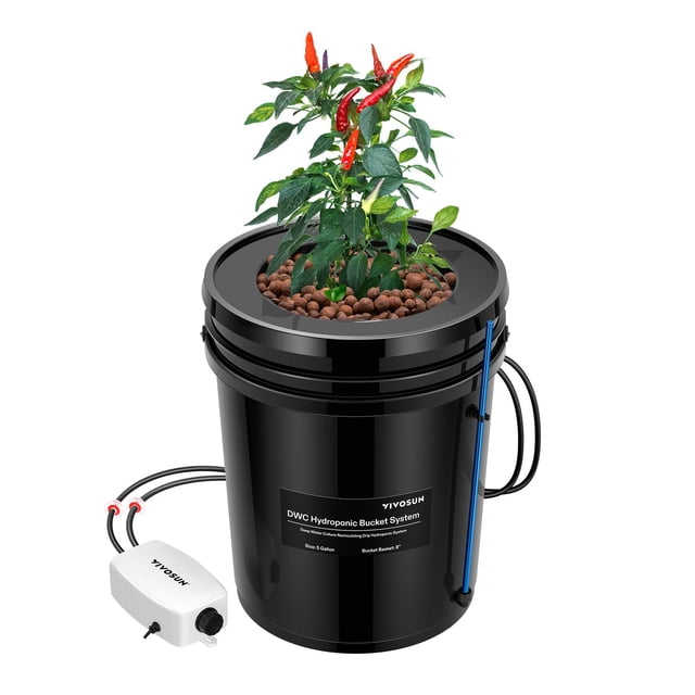 Sistema de Cultivo Hidropónico VIVOSUN DWC de 5 Galones con Kit de Riego Superior