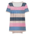 thumbnail image 5 of Frostluinai Womens Plus Size Tops Tunic Short Sleeve Striped Shirts Square Neck Pleated T Shirts Loose Fit Blouses Color Block Tees Gifts, 5 of 5