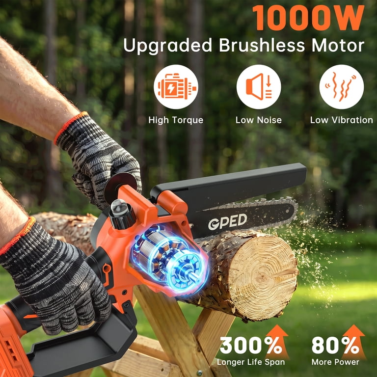 GPED Brushless Mini Chainsaw, 6" & 8" Cordless Kit photo 3