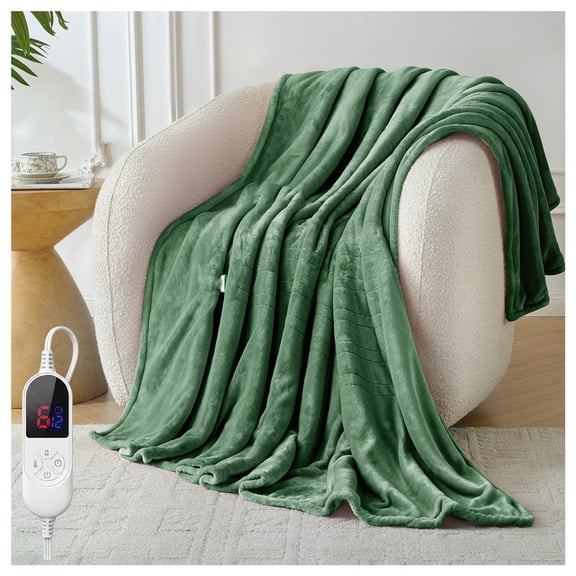 Heated Blanket Electric Throw,50*60,Fast Heating Electric Blanket,12 Time Settings, 6 Heating Settings, Gifts for Grandma