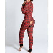 Faithtur Women's Sleeping Romper Long Sleeve V-Neck Printed Christmas Pajamas