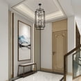 thumbnail image 6 of 12 Light Chandelier,Black Lantern Light Fixtures with Farmhouse Metal Cage Adjustable Height Rustic Geometric Hanging Light E12 Base for Kitchen Island,Entryway,Indoor, 6 of 9