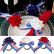 thumbnail image 1 of Cuatro de julio Servilleteros patrióticos con flores artificiales, juego de 1 accesorio de mesa decorativo, Soportes de tela del Día de la Independencia para cenas festivas, Decoración de fiesta de, 1 of 7