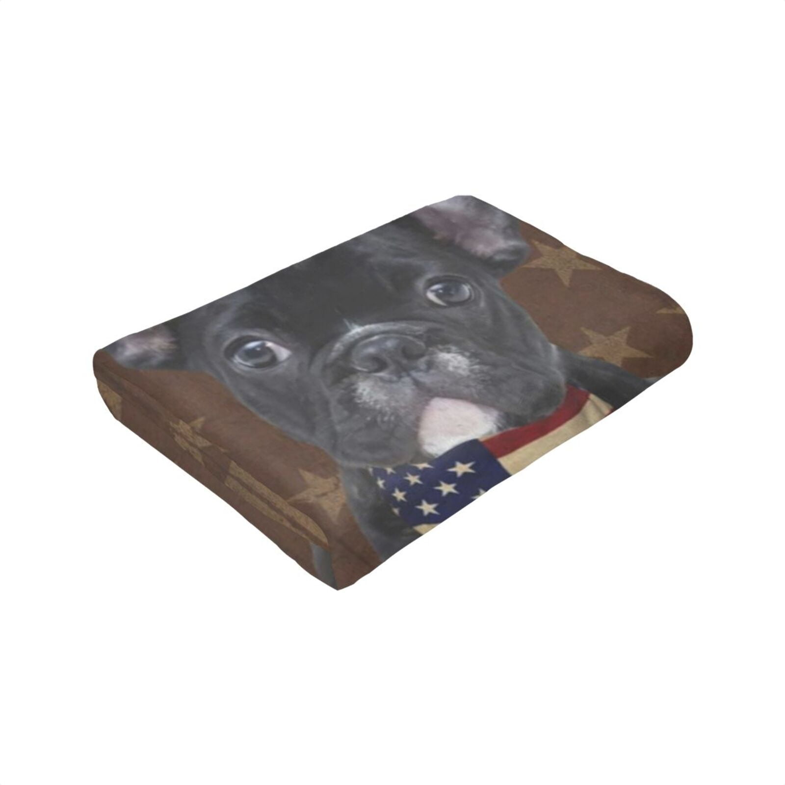 Wijzvio French Bulldog Dog With Vintage American Flag Throw Blanket Soft Fuzzy Fleece Blanket For Couch Bed Living Room Decoration 50"X40"
