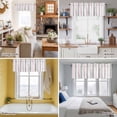 thumbnail image 5 of Pink Grey Striped Kitchen Curtain Valances for Windows Farmhouse Short Curtains, Geometric Vertical Stripes Minimalist Rod Pocket Valance Curtain for Bedroom Cafe Living Room 60"x18", 5 of 8