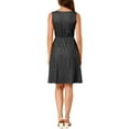 thumbnail image 4 of INSPIRE CHIC Women's Midi Polka Dots V-Neck Tie Drawstring Waist Sleeveless Dress XS Black, 4 of 8