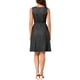 thumbnail image 3 of Vestido sin mangas de punto midi con lunares, escote en V, lazo y cintura ajustable para mujer, talla XS, color negro, 3 of 7