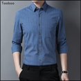 thumbnail image 4 of Camisa de hombre a rayas de alta calidad nueva 2022, ropa informal de estilo vintage para primavera y otoño, camisa de negocios ajustada 100% algodón para hombre, 4 of 5