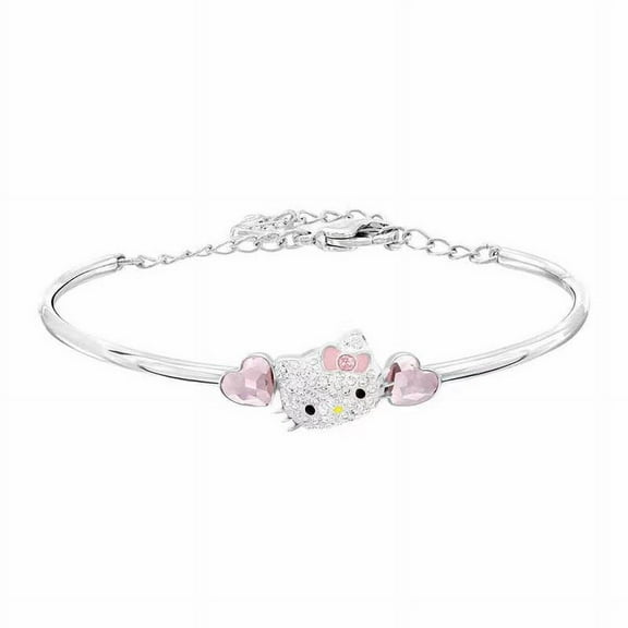 Sanrio Hello Kitty Bracelet Cute Cartoon KT Cat Rhinestone Zircon Mosaic 925 Silver Girl Bracelet Ornaments Jewelry Holiday Gift