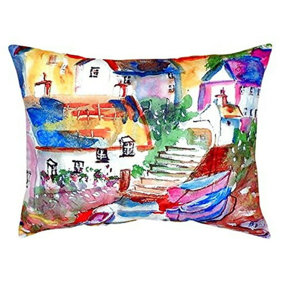 Betsy Drake NC938 16 x 20 in. Boats At Steps No Cord Pillow