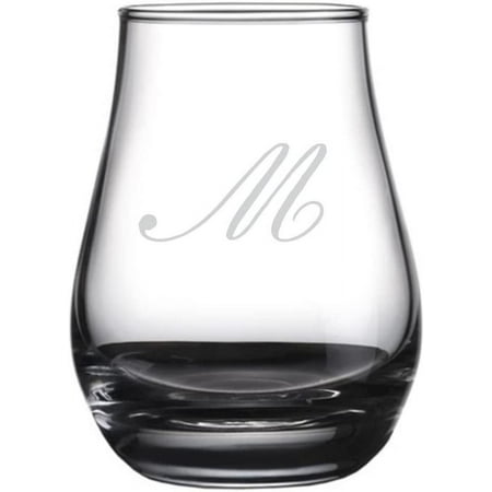 

Bix Script Etched Monogram Spey Dram Whisky Tasting Glass Letter M