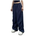 thumbnail image 2 of Homenesgenics Summer Khaki Pants for Women Flare Leg Women Ladies Solid Pants Hippie Punk Trousers Streetwear Jogger Pocket Loose Overalls Long Pants Gifts for Women, 2 of 8