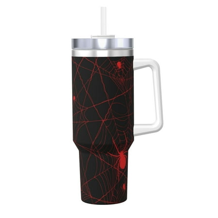 

Daiia Red Spider On The Web Printed 40 oz Tumbler with Handle Ice Bully Insulated Tumbler 2 in 1 Lid Insulated Water Bottle Stainless Steel Travel Coffee Mug
