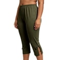 thumbnail image 2 of BUIGTTKLOP Plus Size Capri Pants for Women Elastic Waisted Stretcht Pull on Cropped Pants Side Split Soft Comfy Yoga Capris, 2 of 8