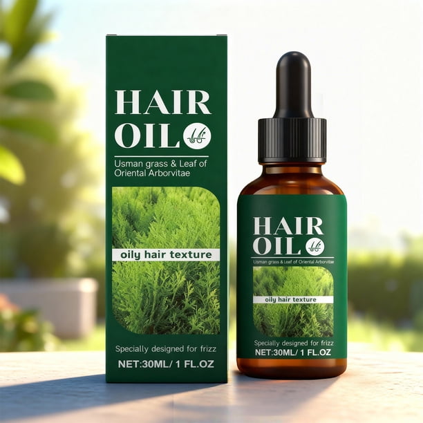 Pisexur Belleza Maquillaje Aceite capilar para cabello graso con extracto de hierba y hojas. Suero nutritivo para el control del frizz para cabello seco y encrespado. 30 mlpara mujeres y hombres