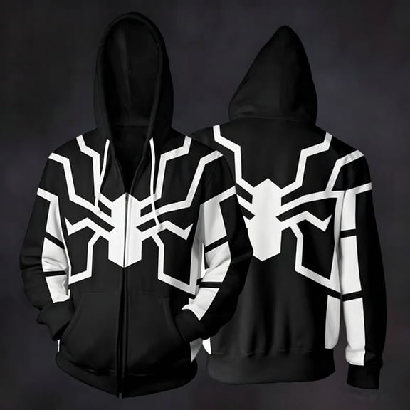 Spider Cosplay Hoodie Superhero Costume Jacket Full Zip Sweatshirt Web Print Streetwear for Halloween Theme Events