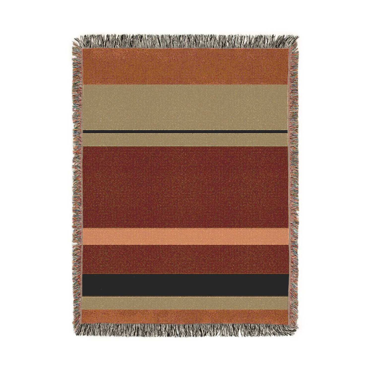Rust and Beige Minimalist Stripes Woven Throw Blanket 100% Cotton Modern Geometric Decor for Sofa or Bed