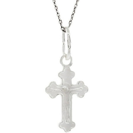 Pori Jewelers Sterling Silver Crucifix Pendant Necklace, 16