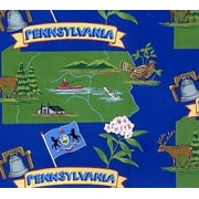 Fleece Keystone State of Pennsylvania Map Print Fleece Fabric Print by the Yard o22168b